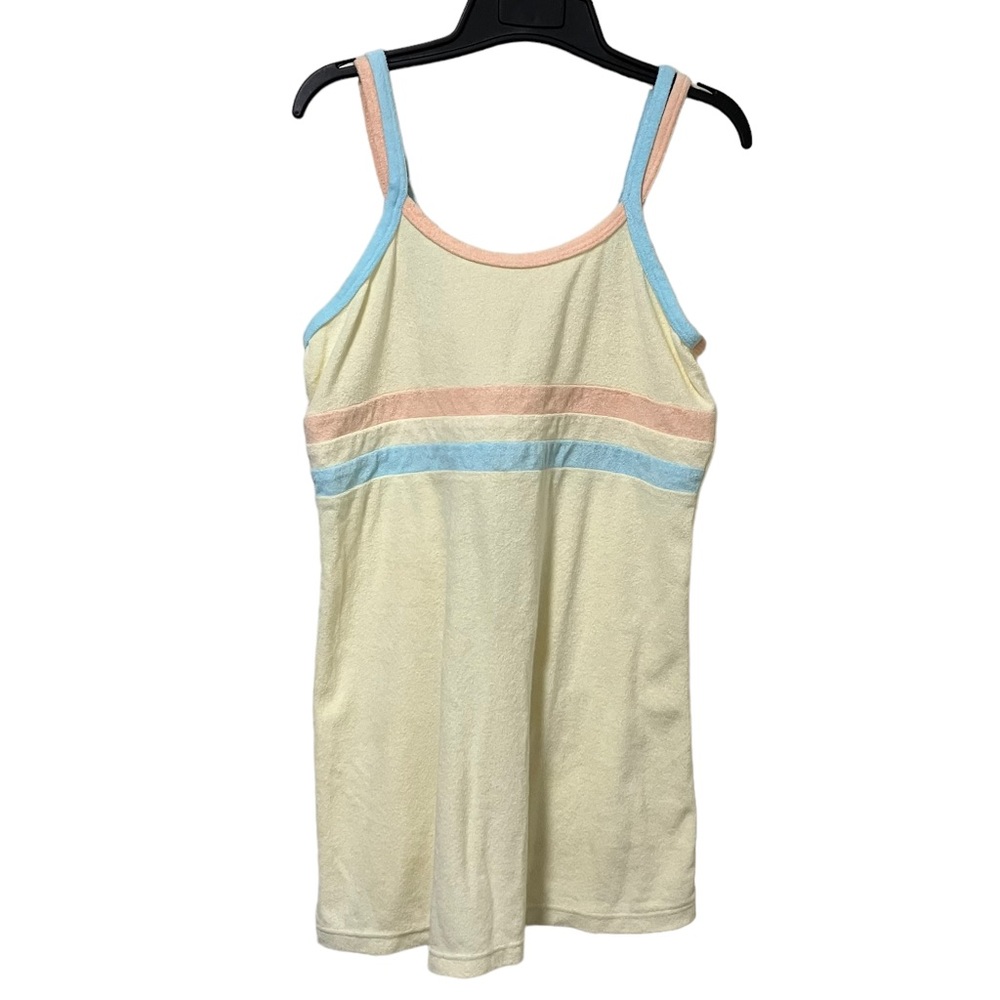 Vintage 80s Yikes Yellow Pastel Terry Cloth Dress / Swim Coverup